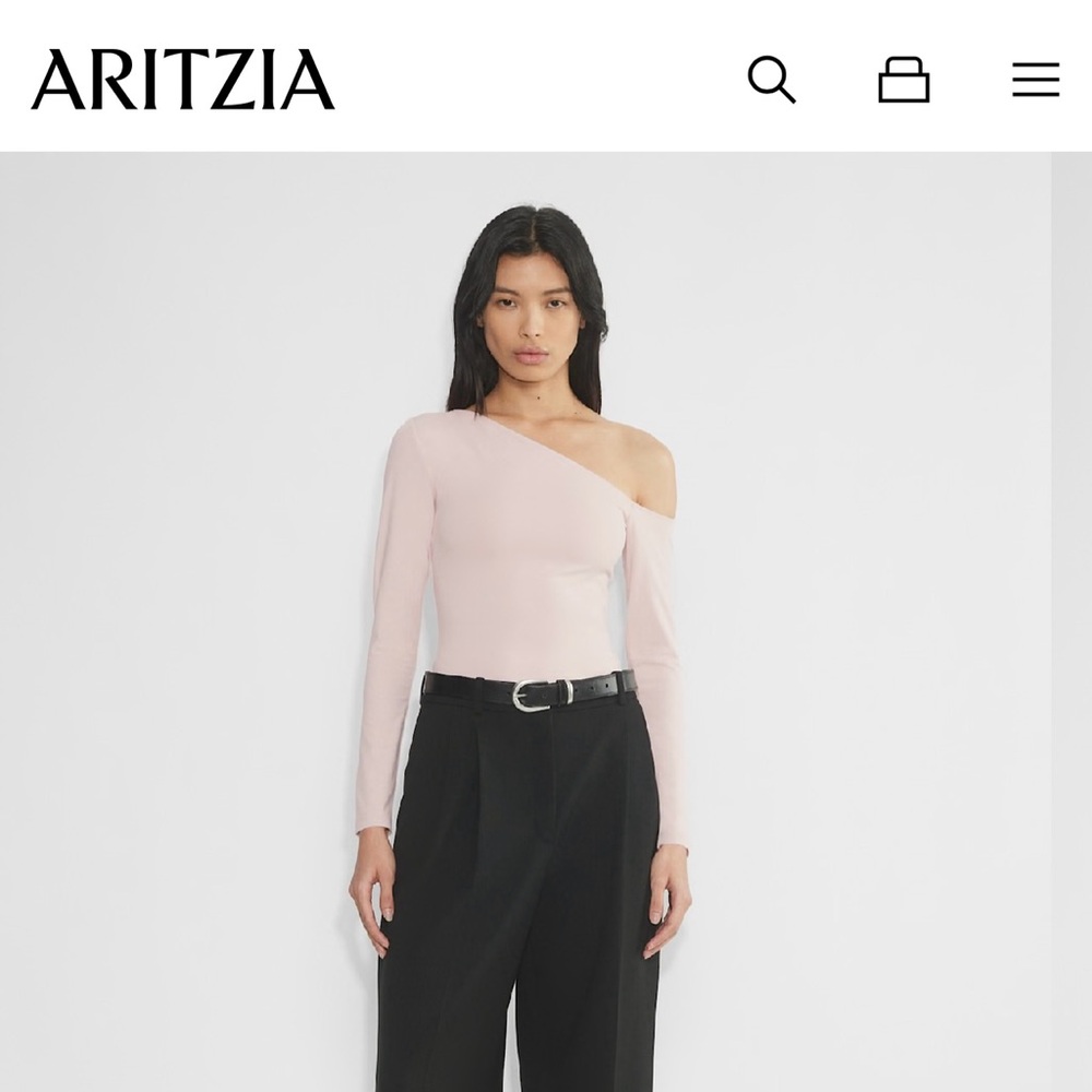 Aritzia Contour Installation Long Sleeve Bow Pink NWOT Size S